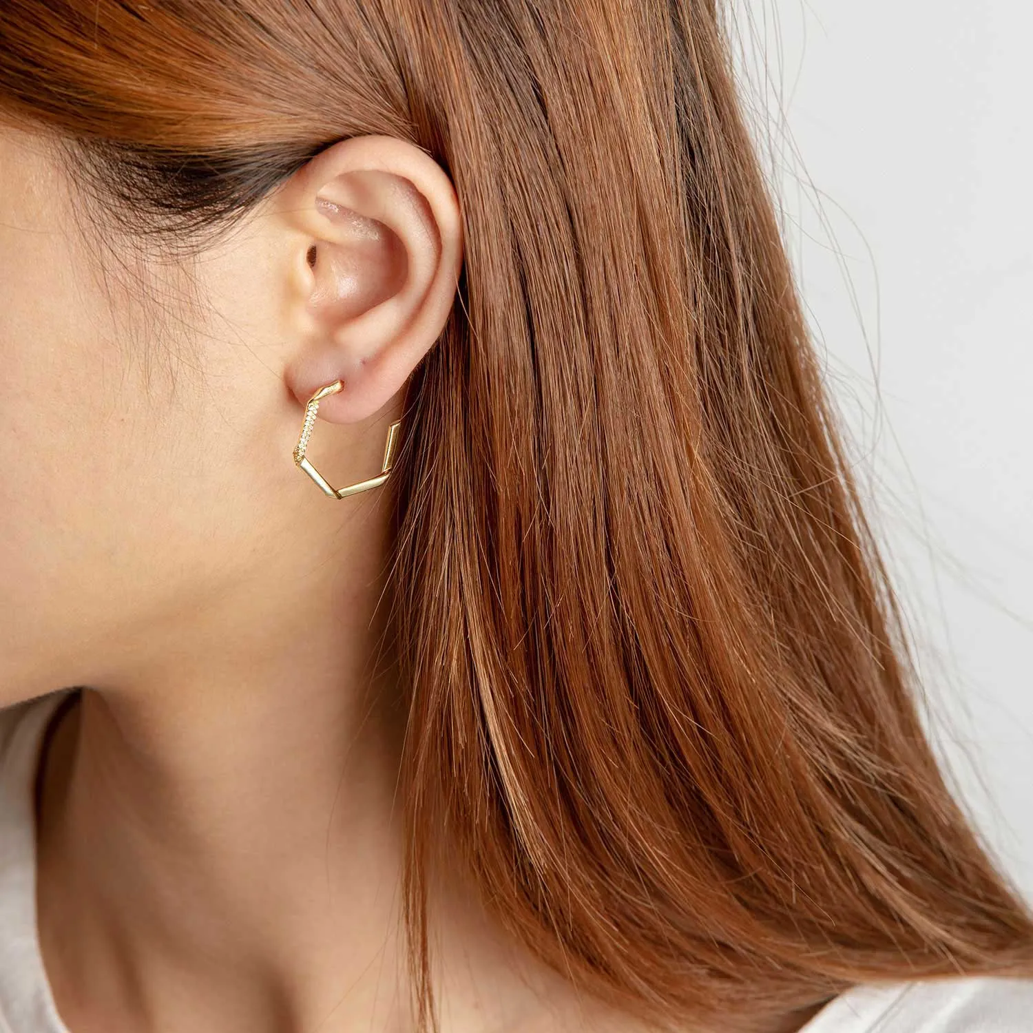 [-50%] Hexagon Stud Earrings