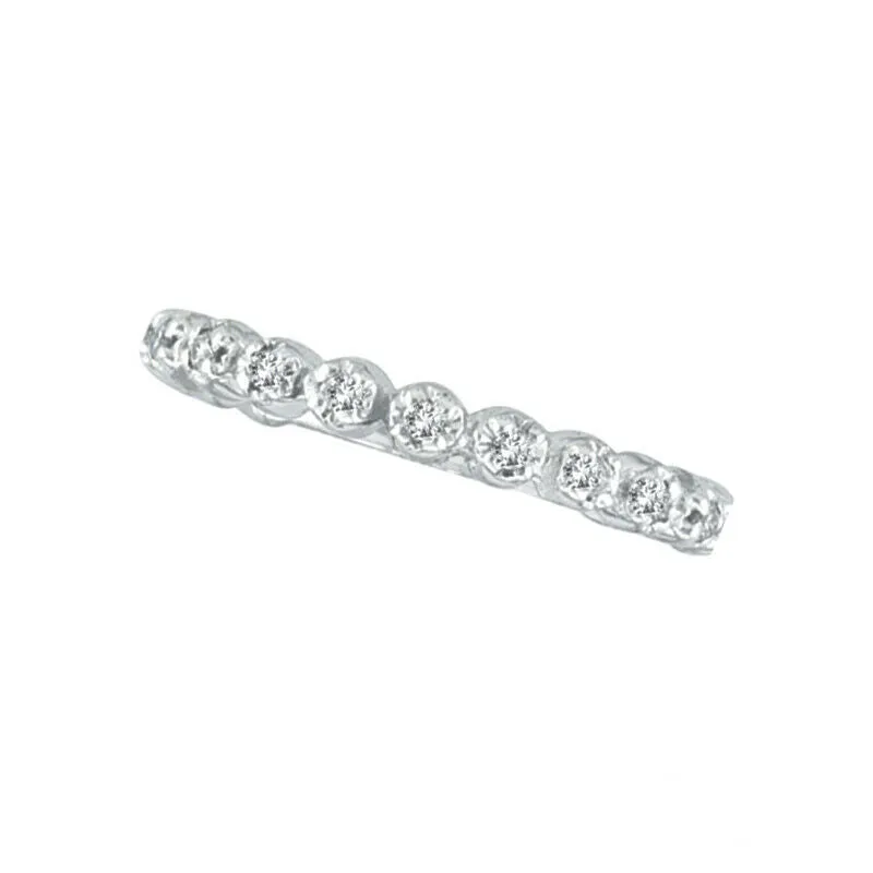 0.20 Carat Natural Diamond Stackable Guard Ring Band G SI 14K White Gold