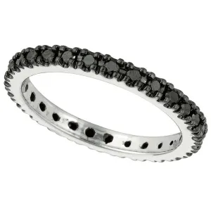 0.50 Carat Black Diamond Eternity Ring Band 14K White Gold
