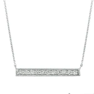 0.50 Carat Natural Diamond Bar Necklace 14K White Gold G SI 18 inches chain