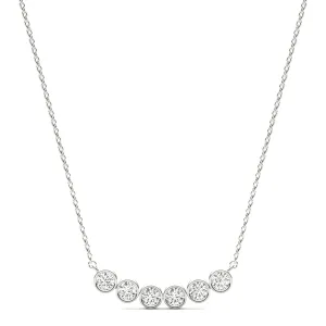 0.96 CTW DEW Round Moissanite Curved Bar Necklace in Sterling Silver