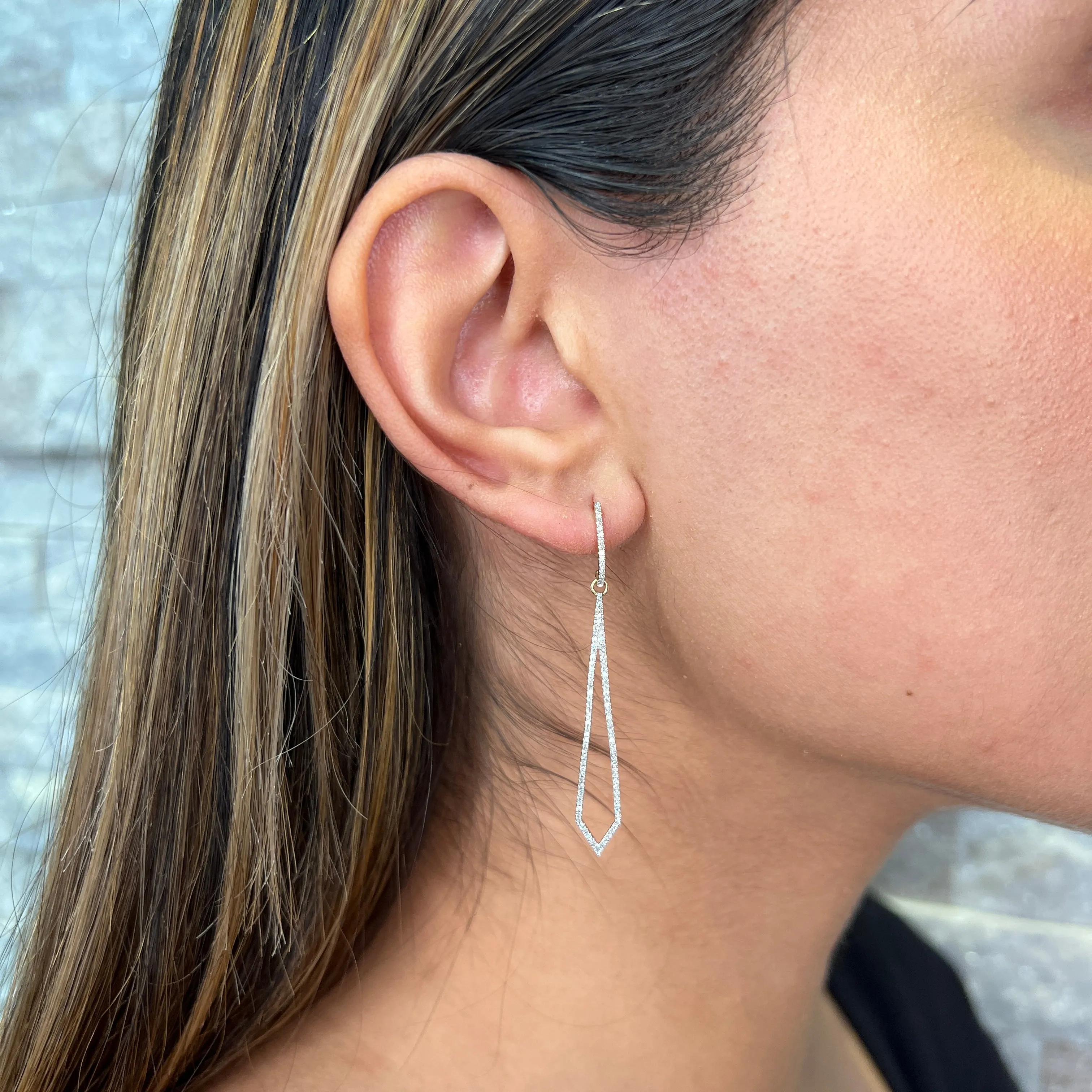 10K Gold (0.26ct) Diamond Geometric Dangle Earrings White