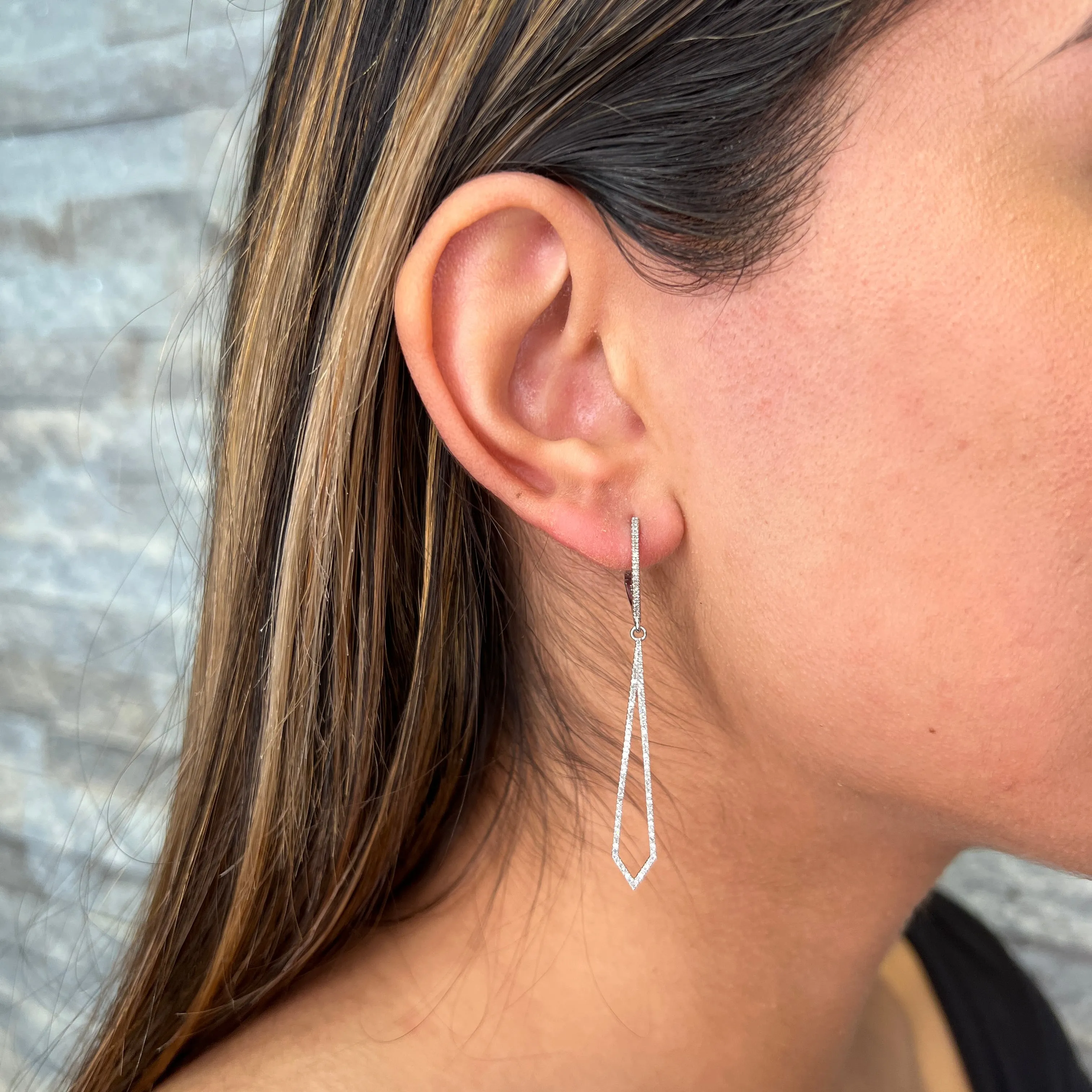 10K Gold (0.26ct) Diamond Geometric Dangle Earrings White
