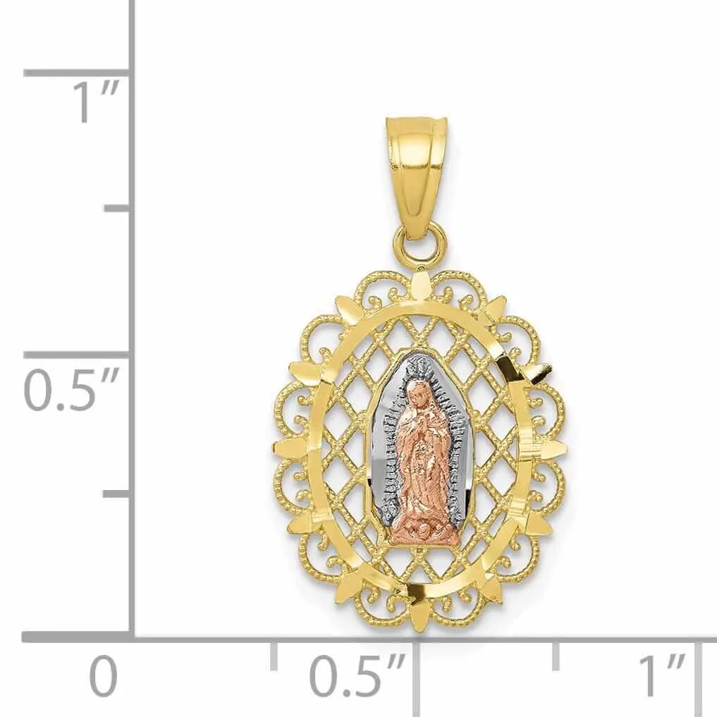 10K Two Tone Gold Our Lady Of Guadalupe Pendant