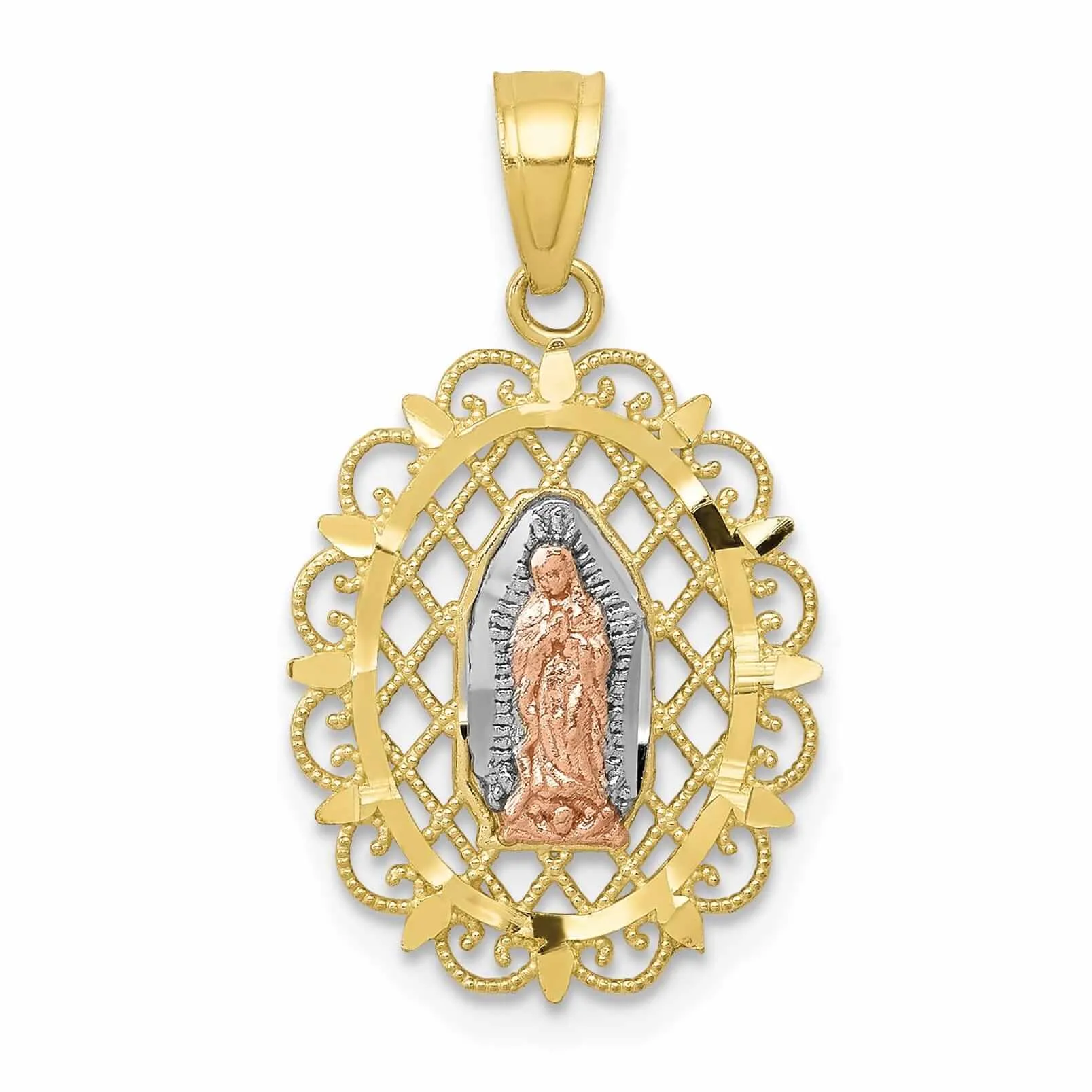 10K Two Tone Gold Our Lady Of Guadalupe Pendant