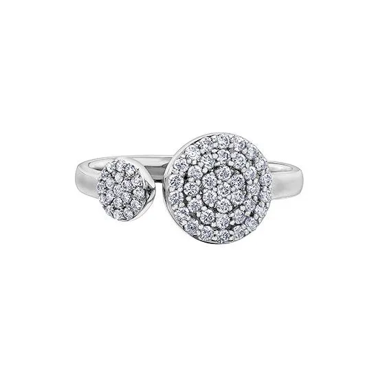 10K White Gold (0.40ct) Diamond Pavee Open Cuff Ring