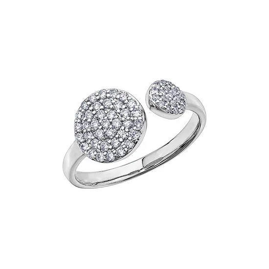10K White Gold (0.40ct) Diamond Pavee Open Cuff Ring
