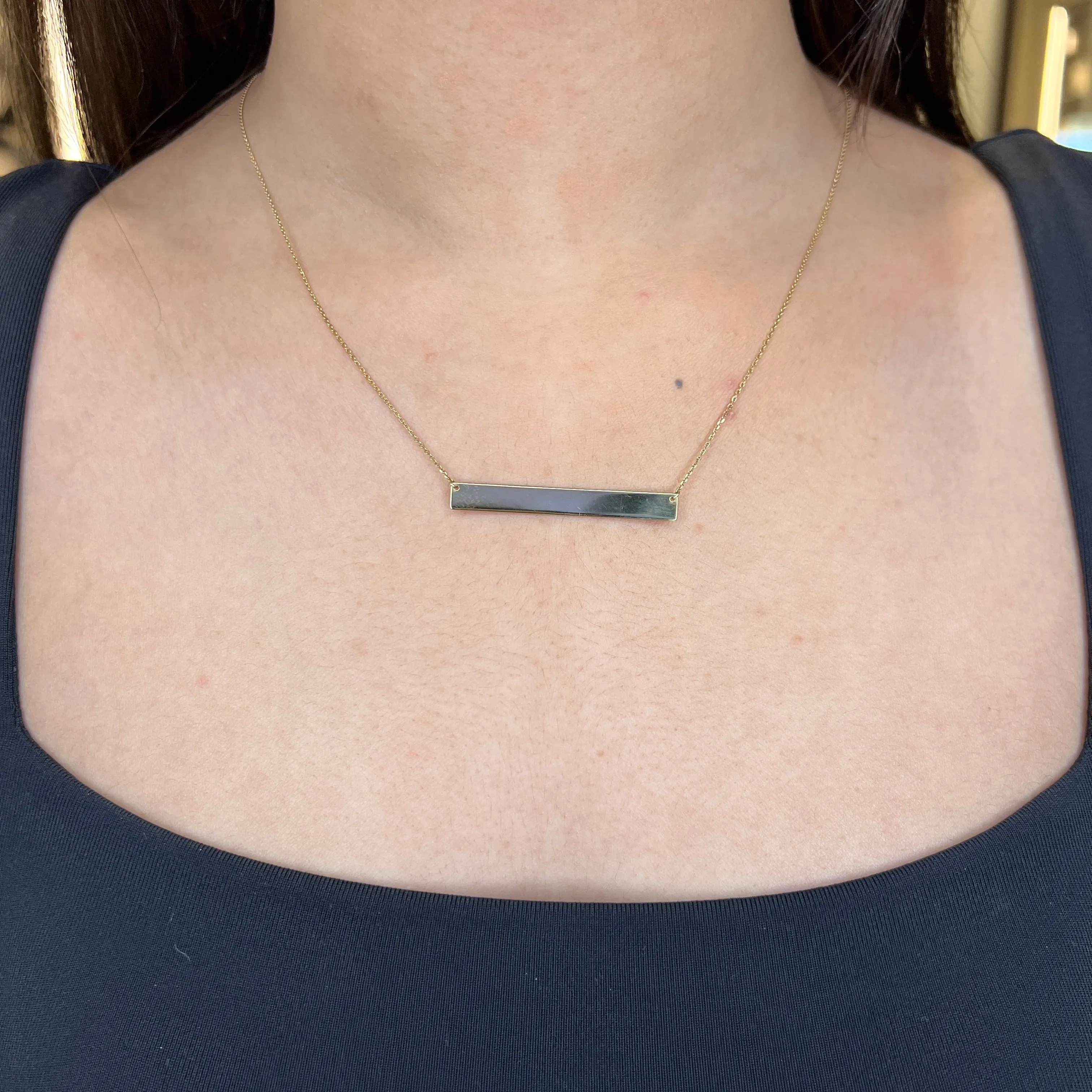 10K White Gold (40mm) Monogram Horizontal Bar Necklace