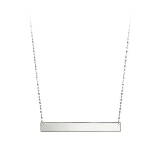 10K White Gold (40mm) Monogram Horizontal Bar Necklace