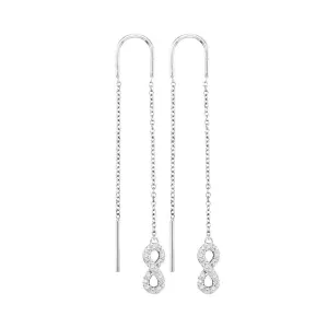 10K White Gold Round Diamond Infinity Threader Earrings 1/6 Cttw