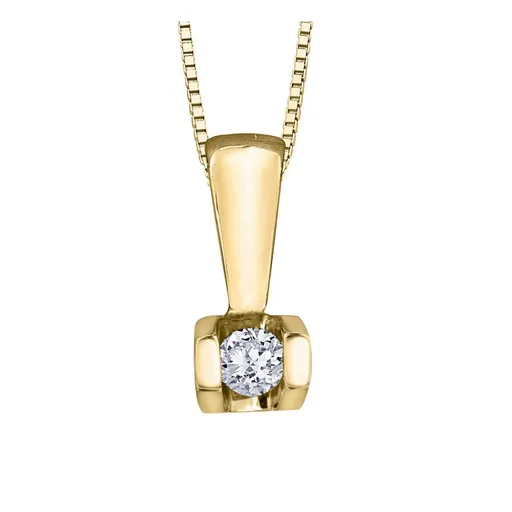 10K Yellow Gold (0.04ct) Tension Set Diamond Solitaire Pendant
