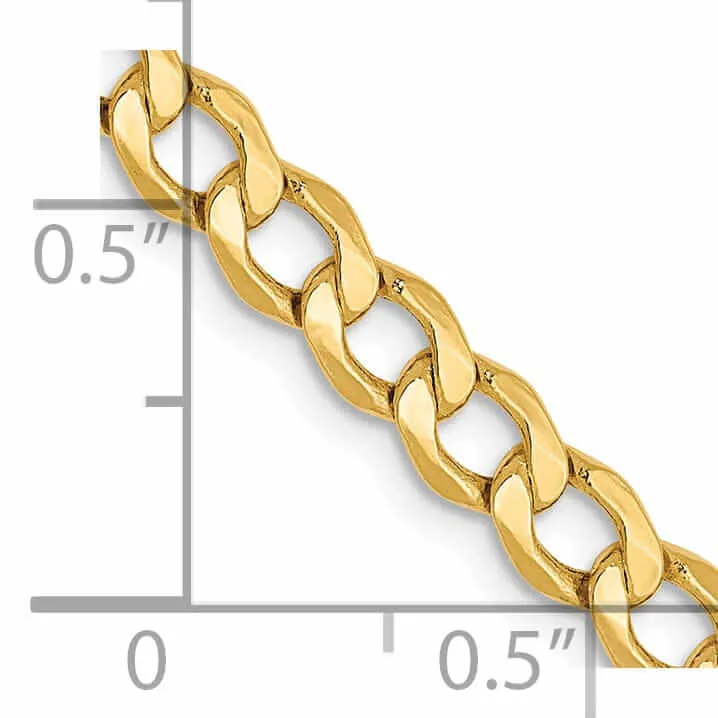 10k Yellow Gold 4.3mm SemiSolid Curb Link Chain