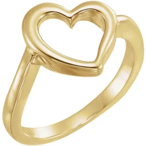 10k Yellow Gold Open Heart Ring, Size 7