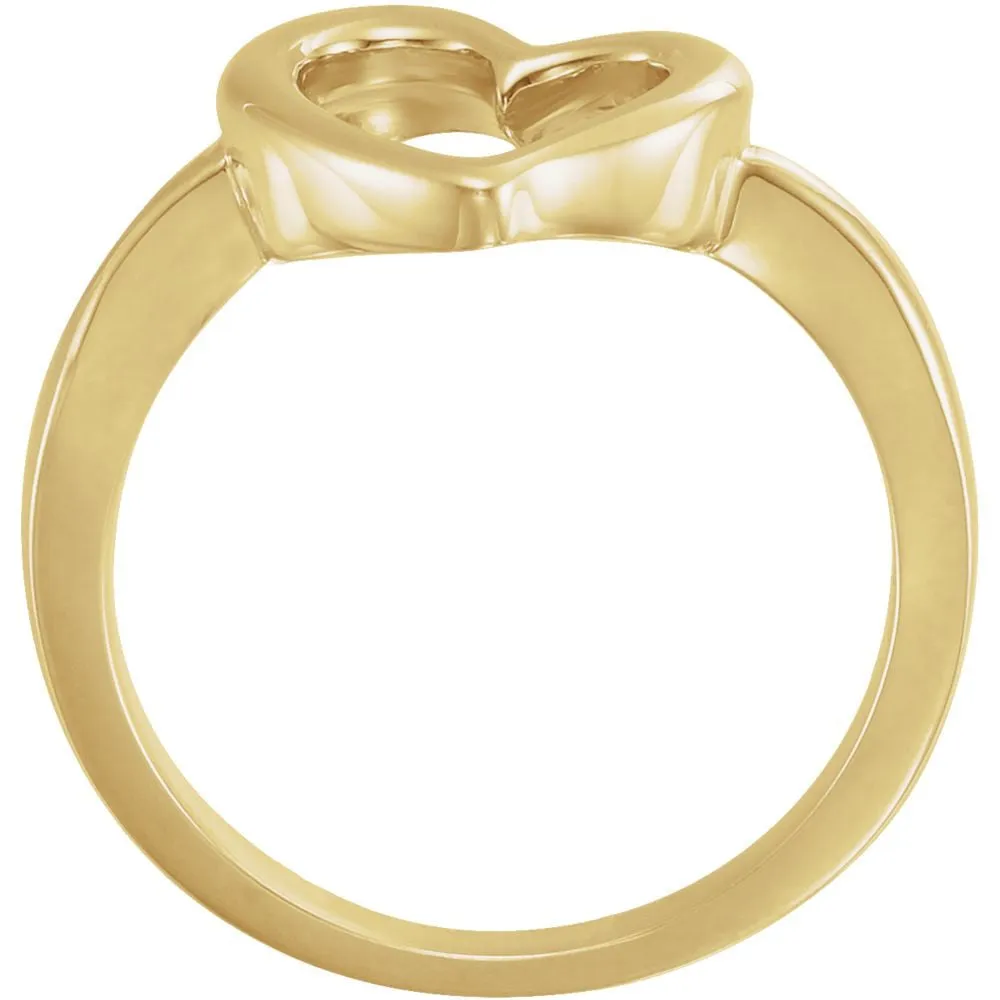 10k Yellow Gold Open Heart Ring, Size 7