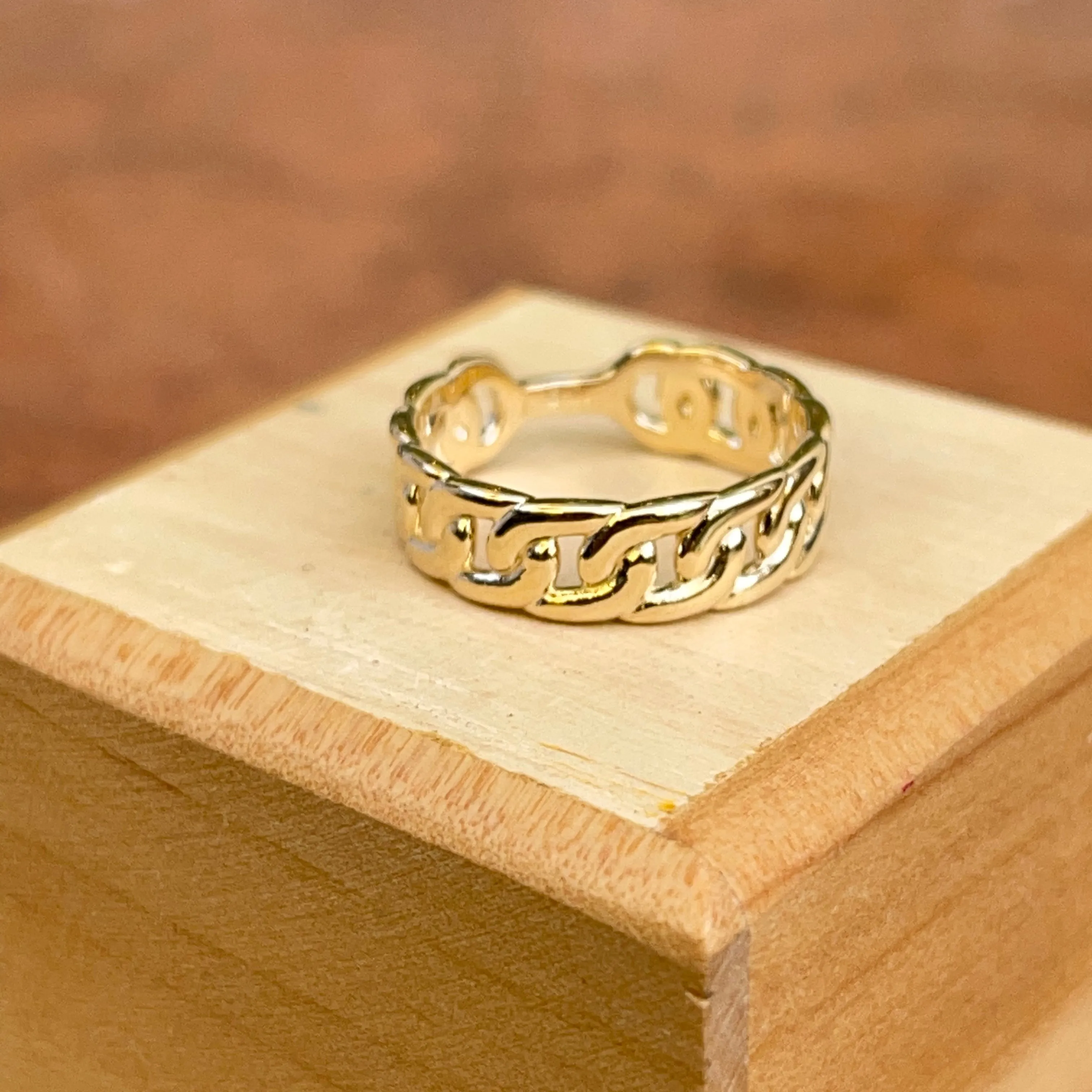 10KT Yellow Gold Chain Link Band Ring
