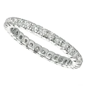 1.11 Carat Natural Diamond Eternity Ring Band G SI 14K White Gold