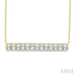 1/2 ctw Ribbed Trapezoid Motif Bar Round Cut Diamond Necklace in 14K Yellow Gold