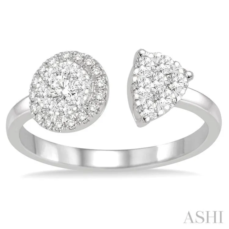 1/2 ctw Round and Pear Shape Diamond Lovebright Ring in 14K White Gold