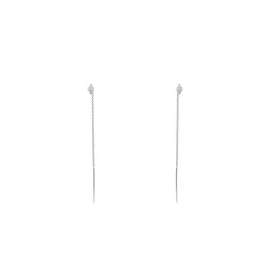 14 Karat White Gold Diamond Threader Earrings