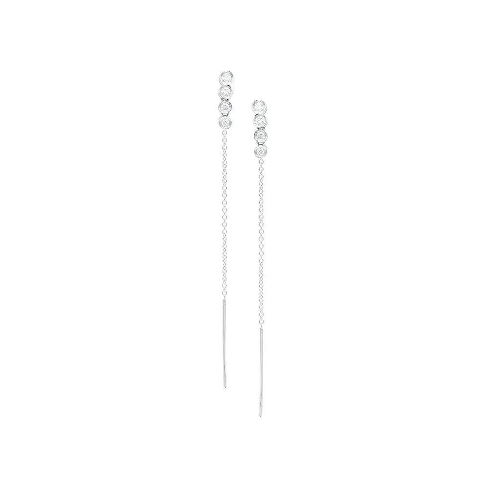 14 Karat White Gold Threader Diamond Earrings