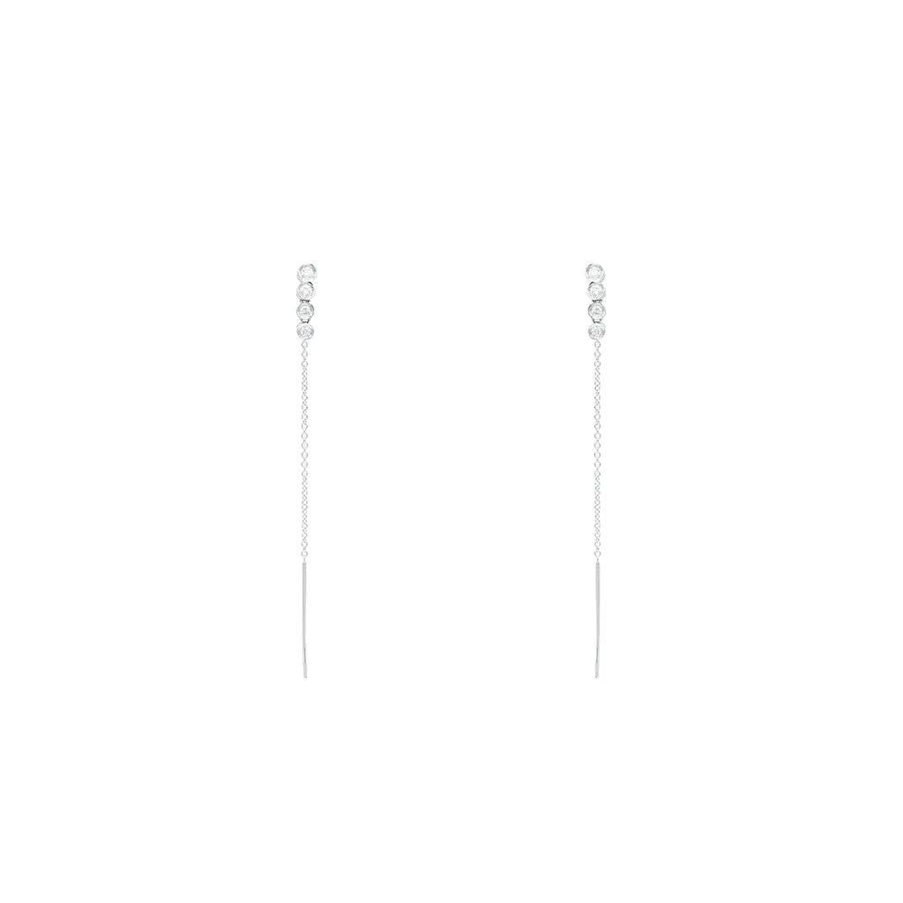 14 Karat White Gold Threader Diamond Earrings