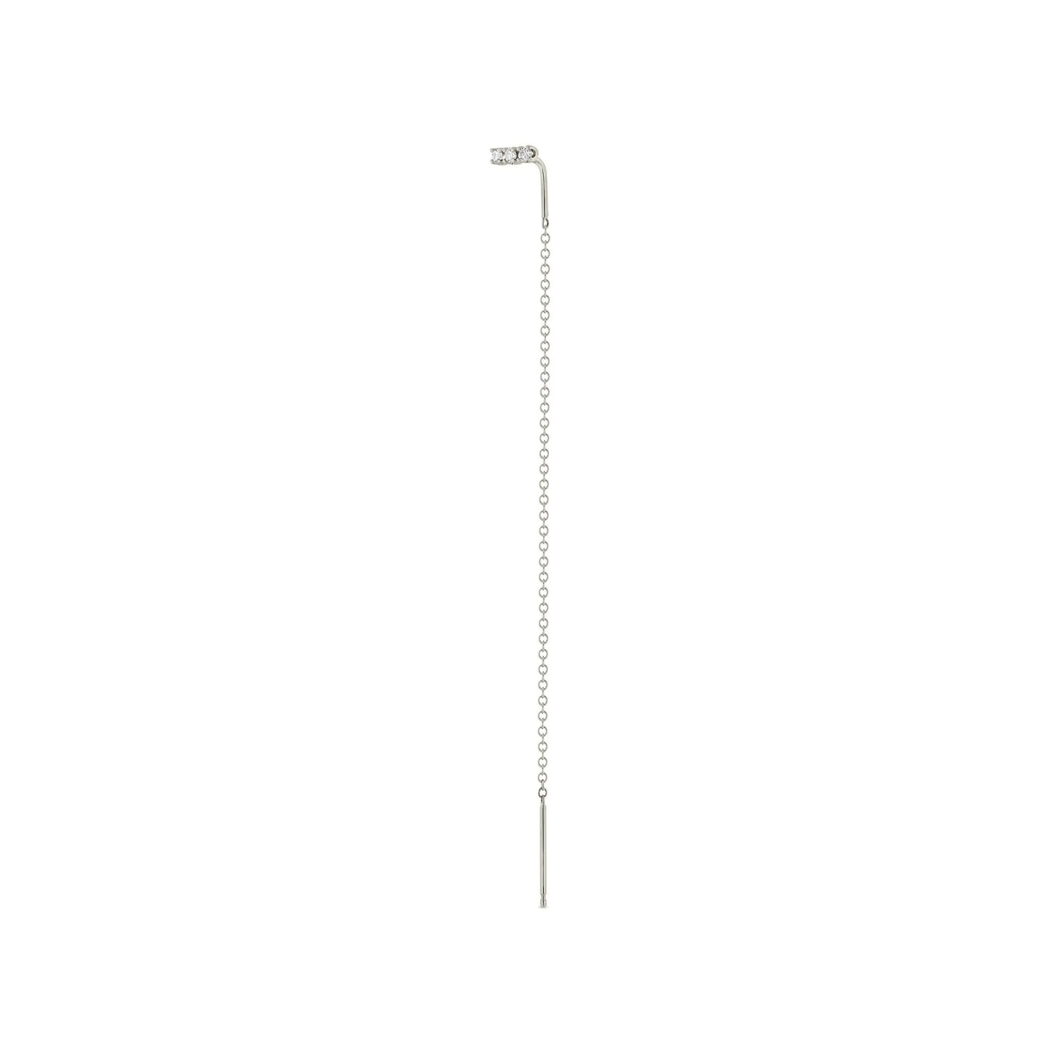14k 3 Diamond Bar Threader Earrings