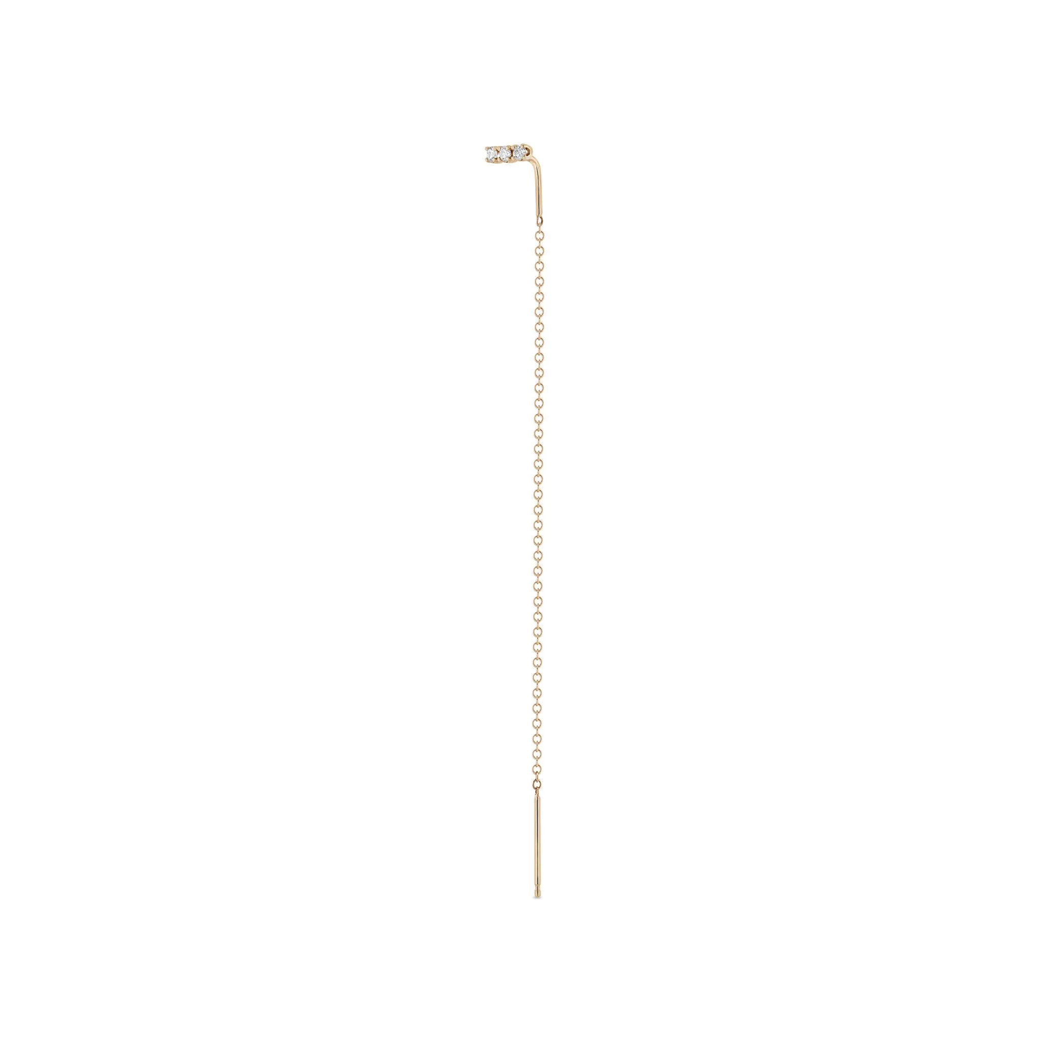 14k 3 Diamond Bar Threader Earrings