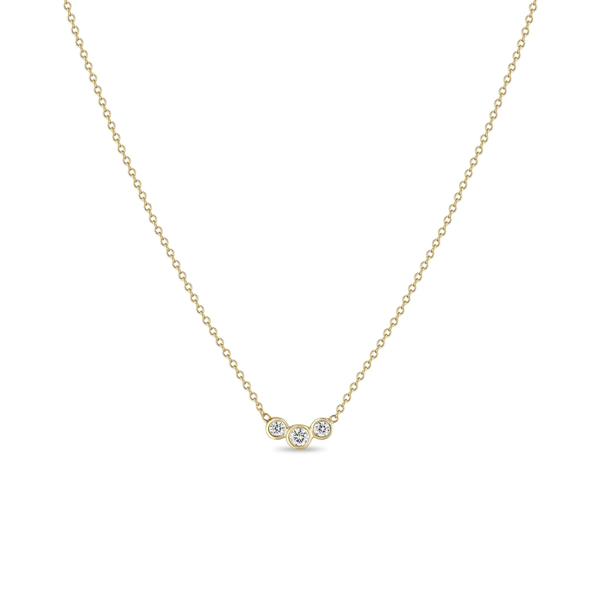 14k 3 Graduated Diamond Bezel Necklace