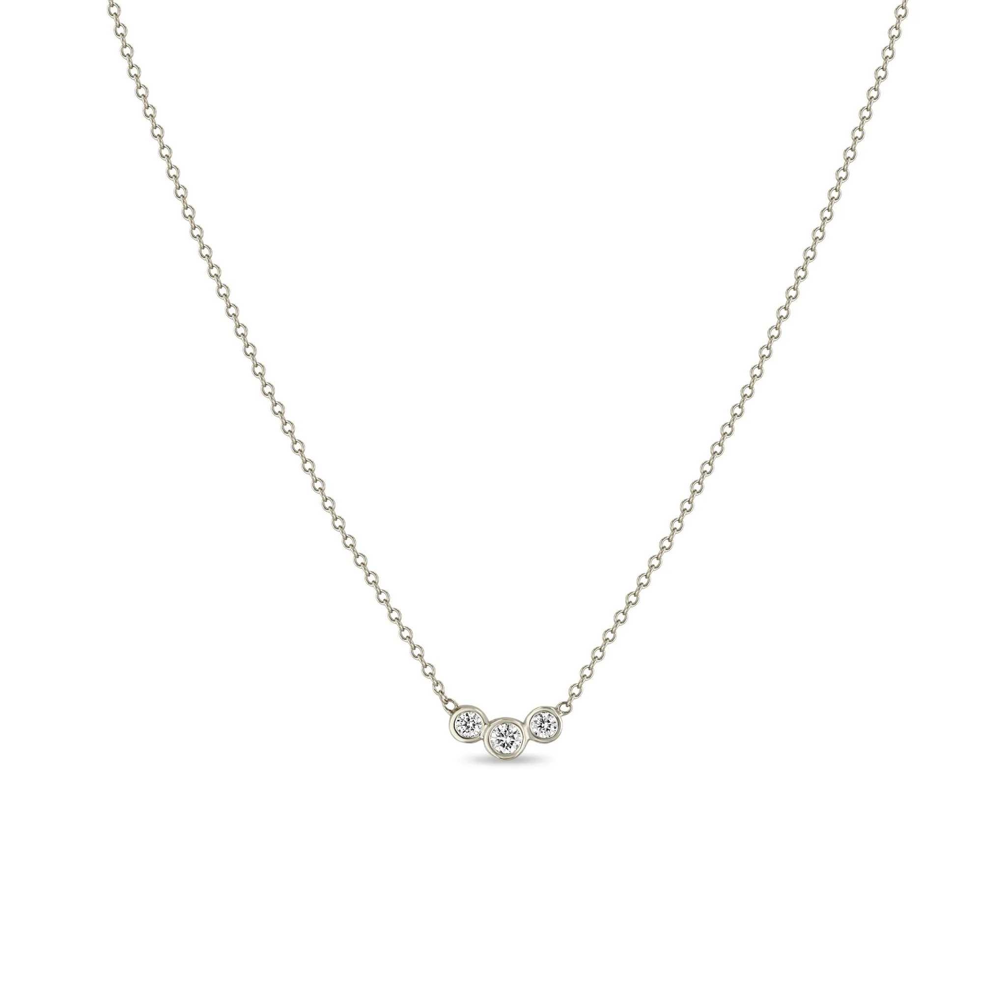 14k 3 Graduated Diamond Bezel Necklace