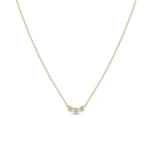 14k 3 Graduated Diamond Bezel Necklace