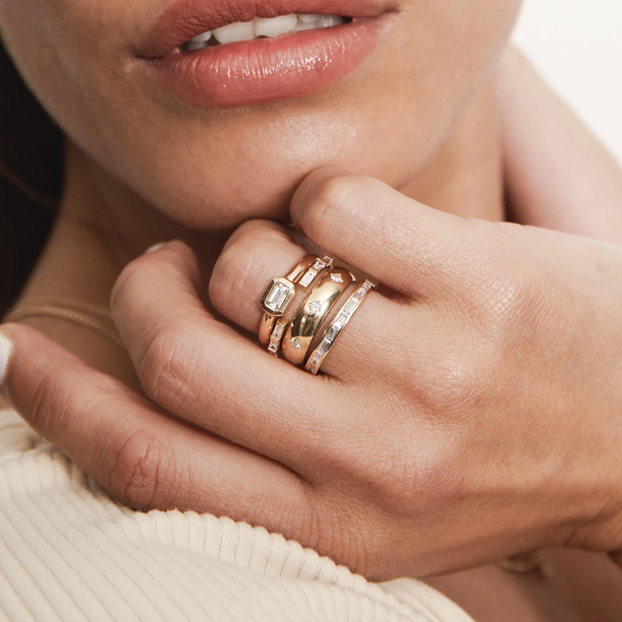 14k 6 Baguette Diamond Open Ring