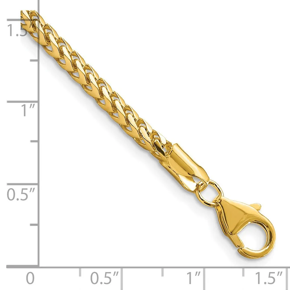 14K 9 inch 3mm Franco with Fancy Lobster Clasp Chain