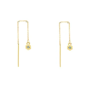 14k Birthstone Threader Earring