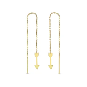 14k Gold Arrow Chain Drop Threaders - SALE