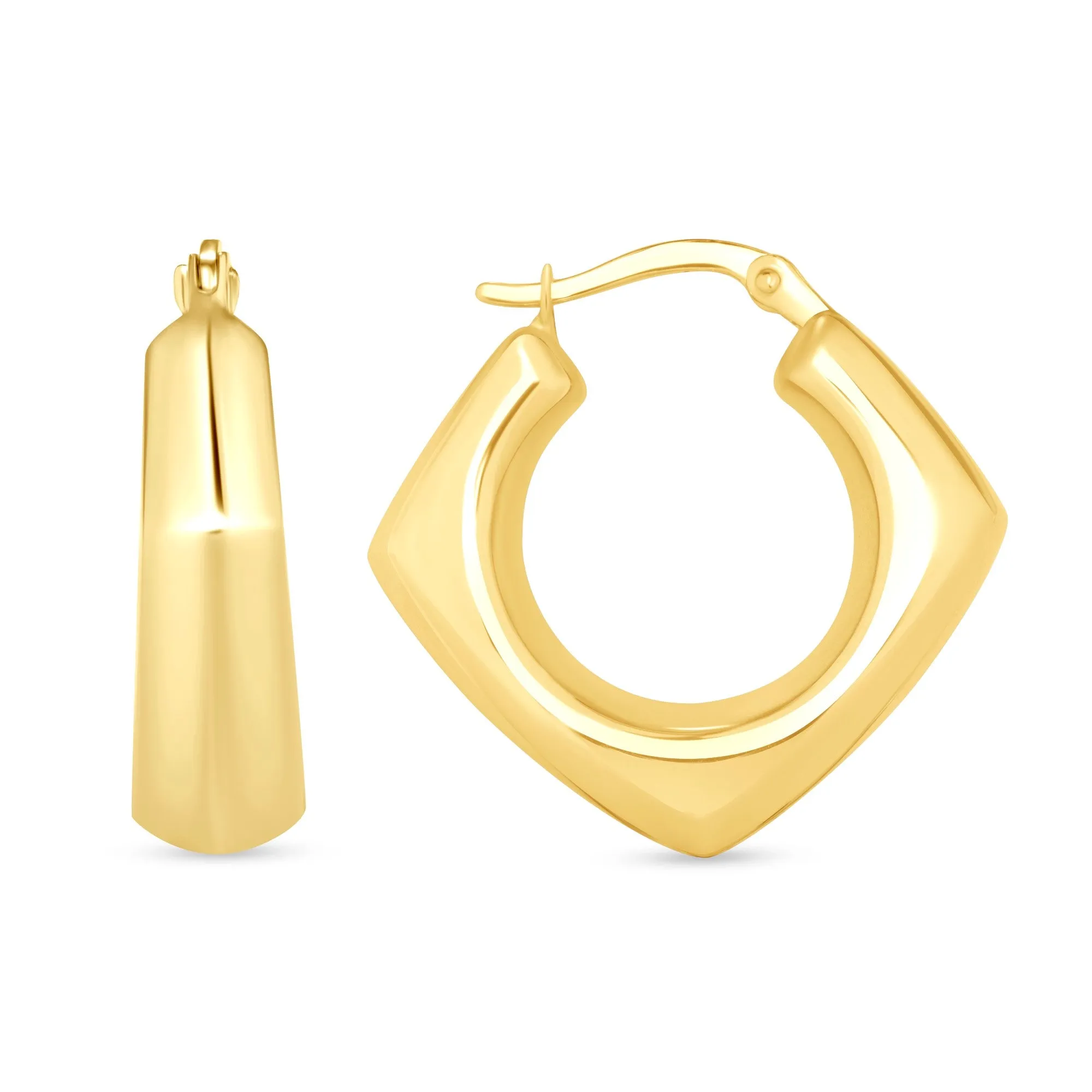 14K Gold Chunky Square Hoop Earrings