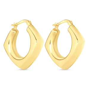 14K Gold Chunky Square Hoop Earrings