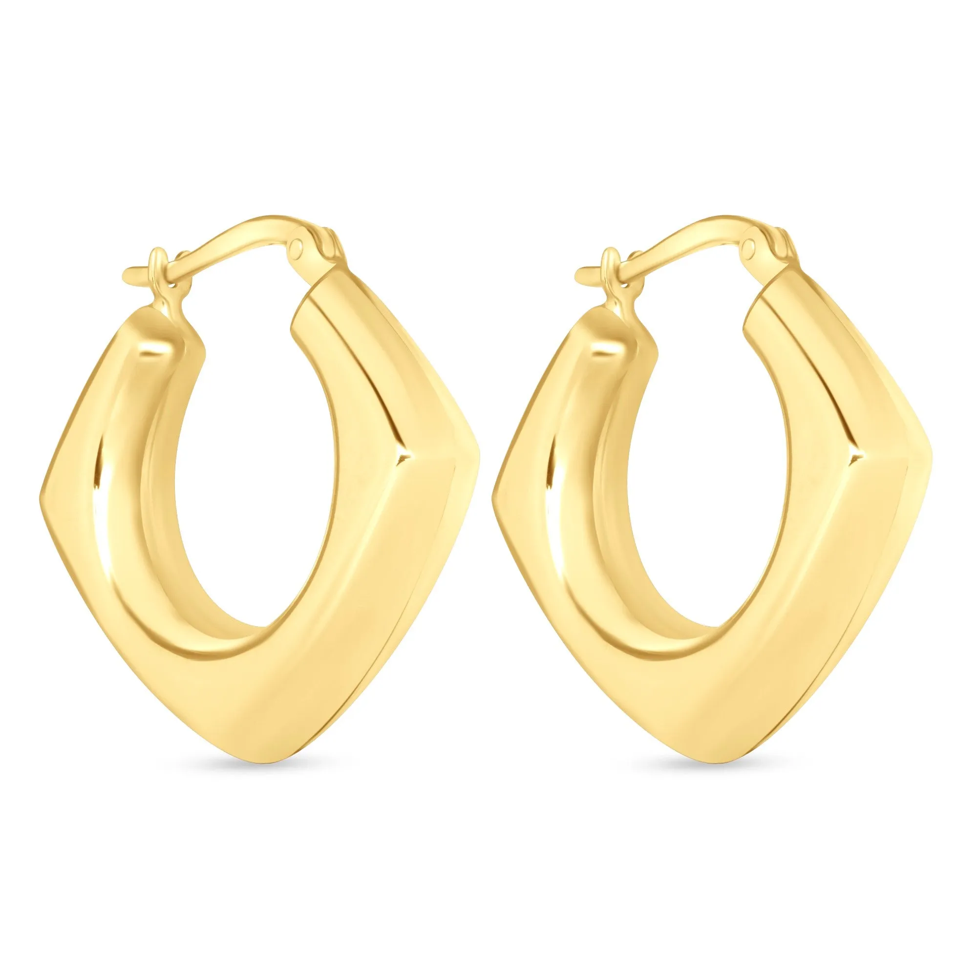 14K Gold Chunky Square Hoop Earrings