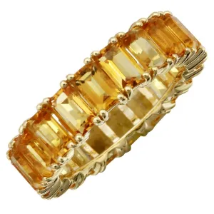 14k Gold Emerald Cut Citrine Eternity Band