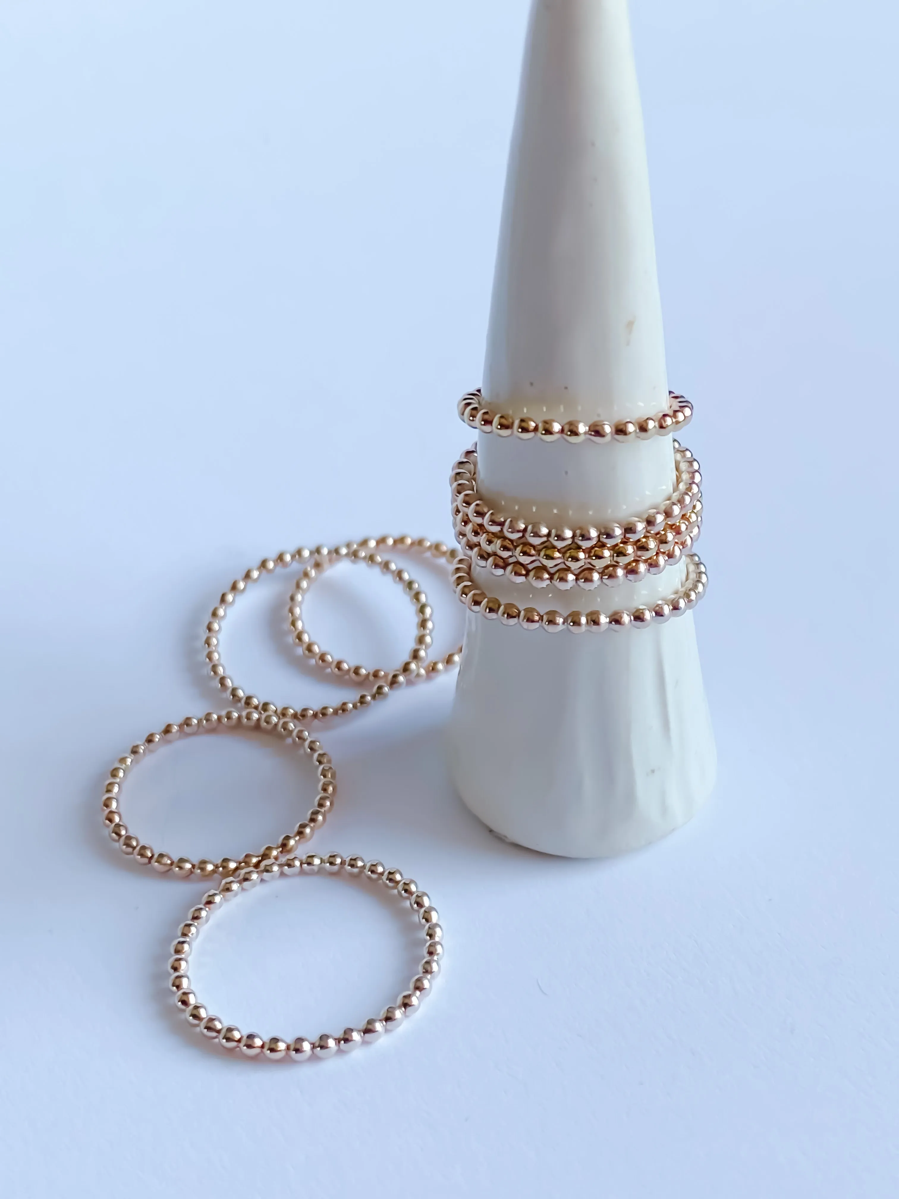14k Gold Fill Beaded Stacker Rings