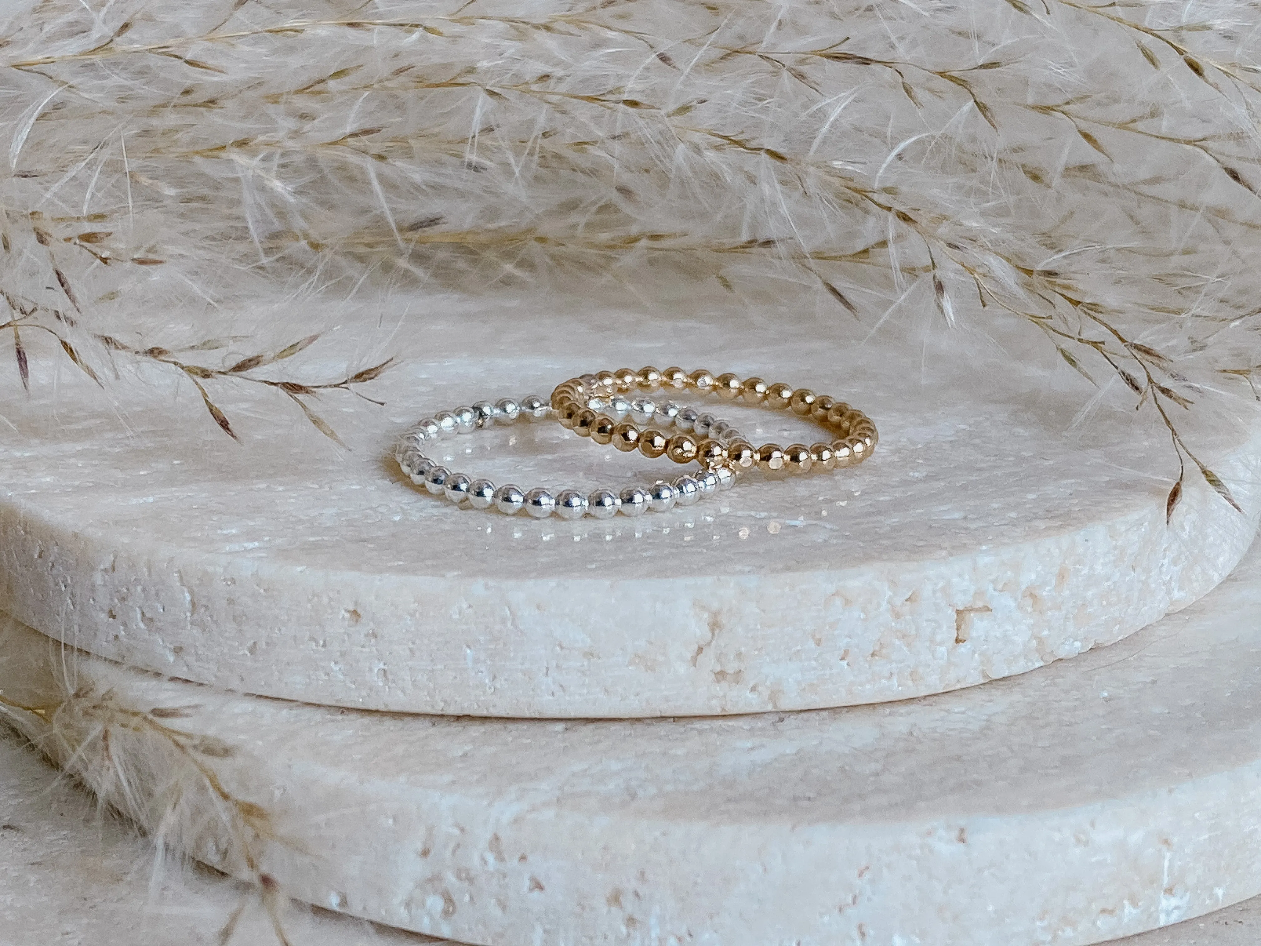 14k Gold Fill Beaded Stacker Rings