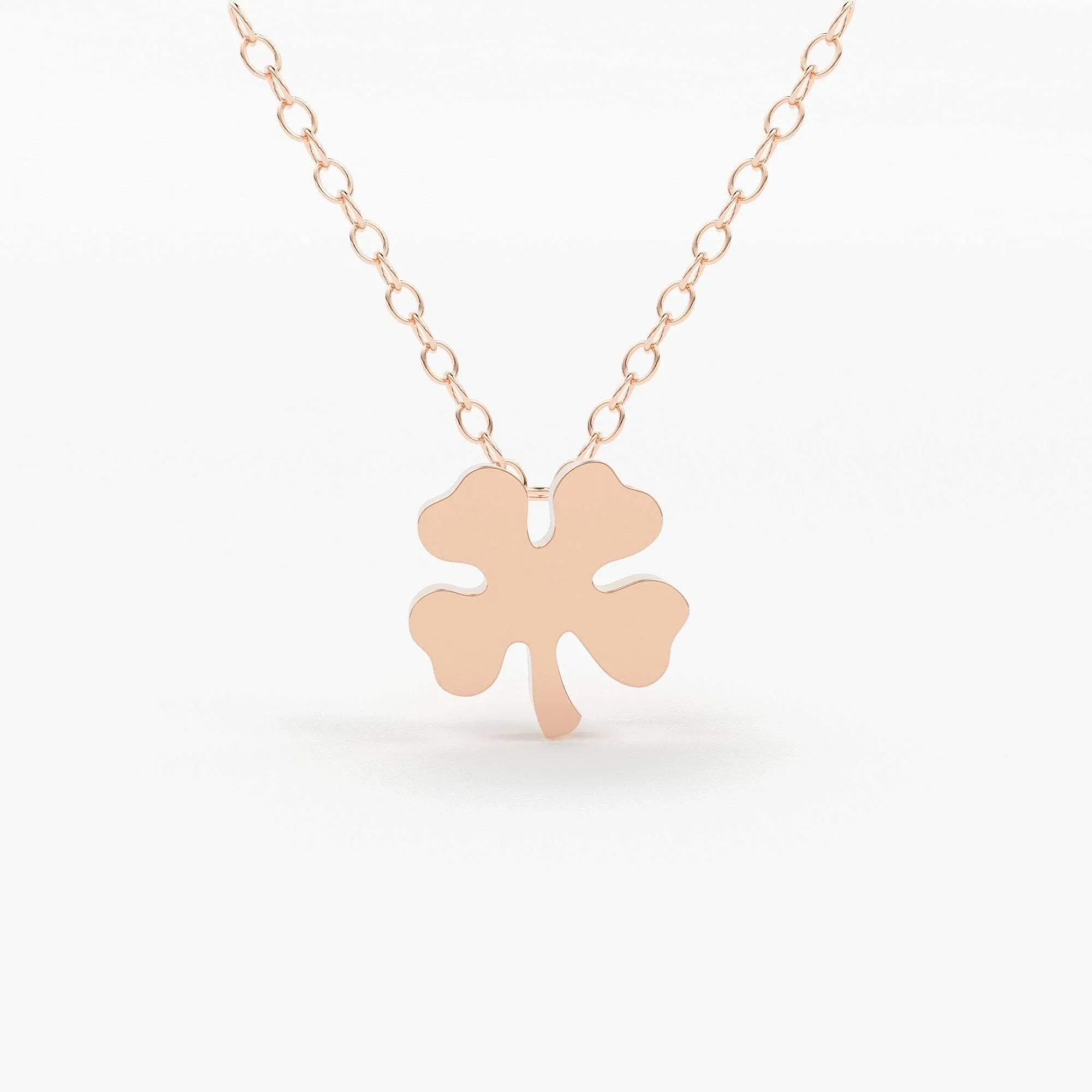 14K Gold Four Leaf Clover Charm Necklace / Made to Order Clover Pendant Irish Girl Gift / Minimalist Good Luck Charm / Mothers Day Sale