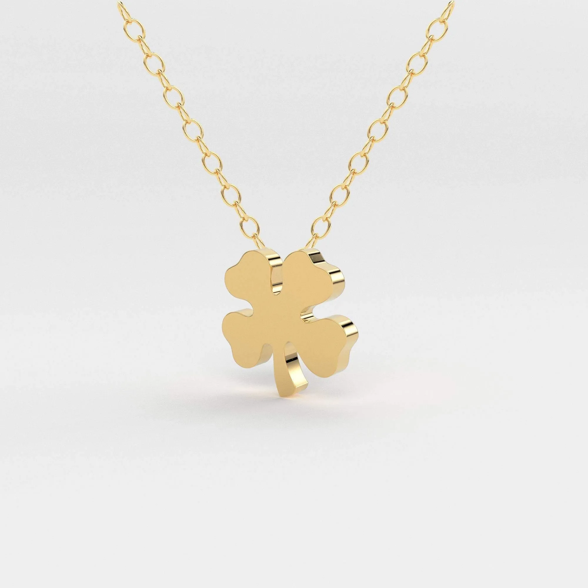 14K Gold Four Leaf Clover Charm Necklace / Made to Order Clover Pendant Irish Girl Gift / Minimalist Good Luck Charm / Mothers Day Sale