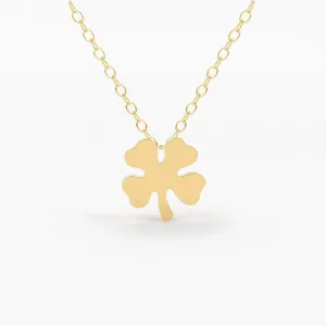 14K Gold Four Leaf Clover Charm Necklace / Made to Order Clover Pendant Irish Girl Gift / Minimalist Good Luck Charm / Mothers Day Sale