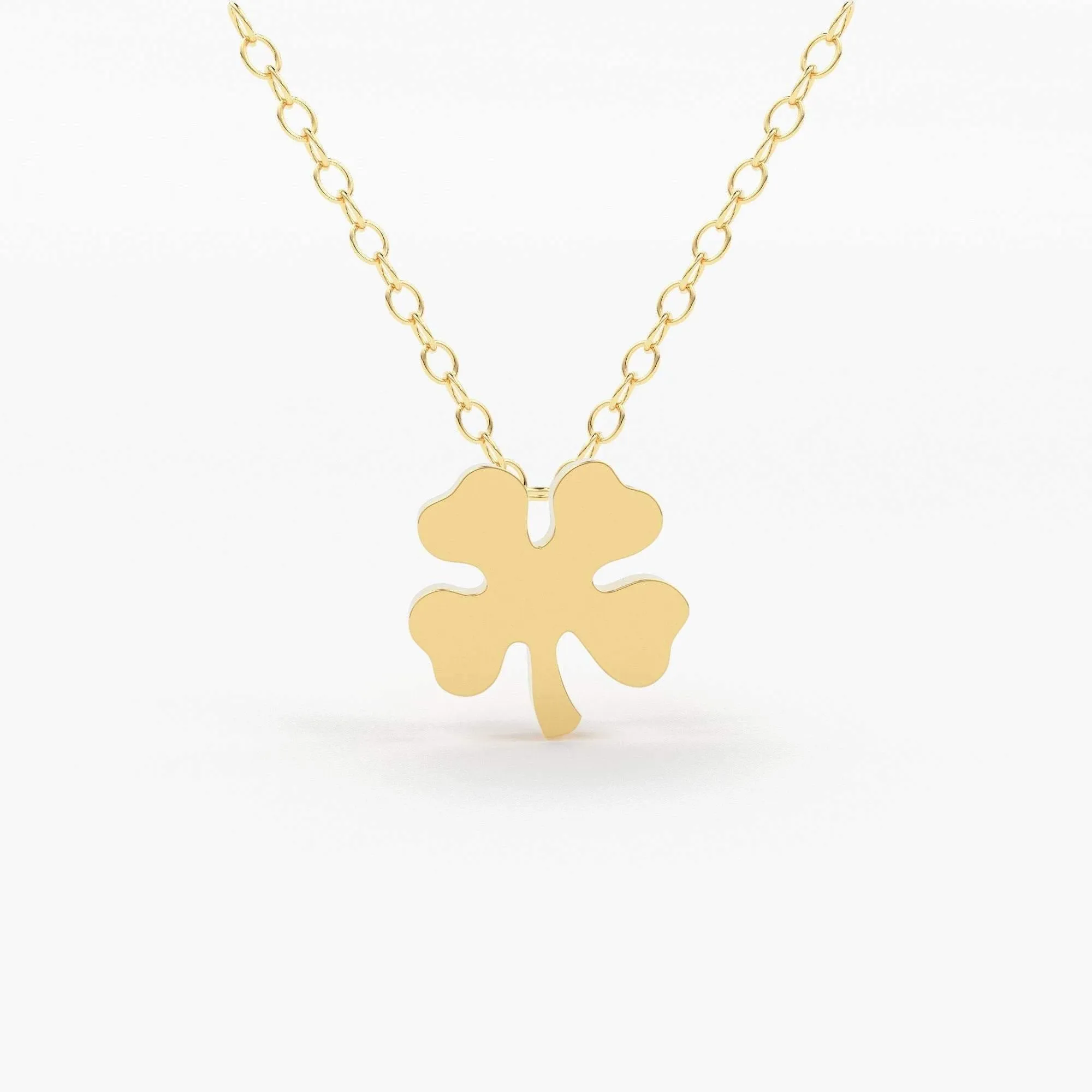 14K Gold Four Leaf Clover Charm Necklace / Made to Order Clover Pendant Irish Girl Gift / Minimalist Good Luck Charm / Mothers Day Sale