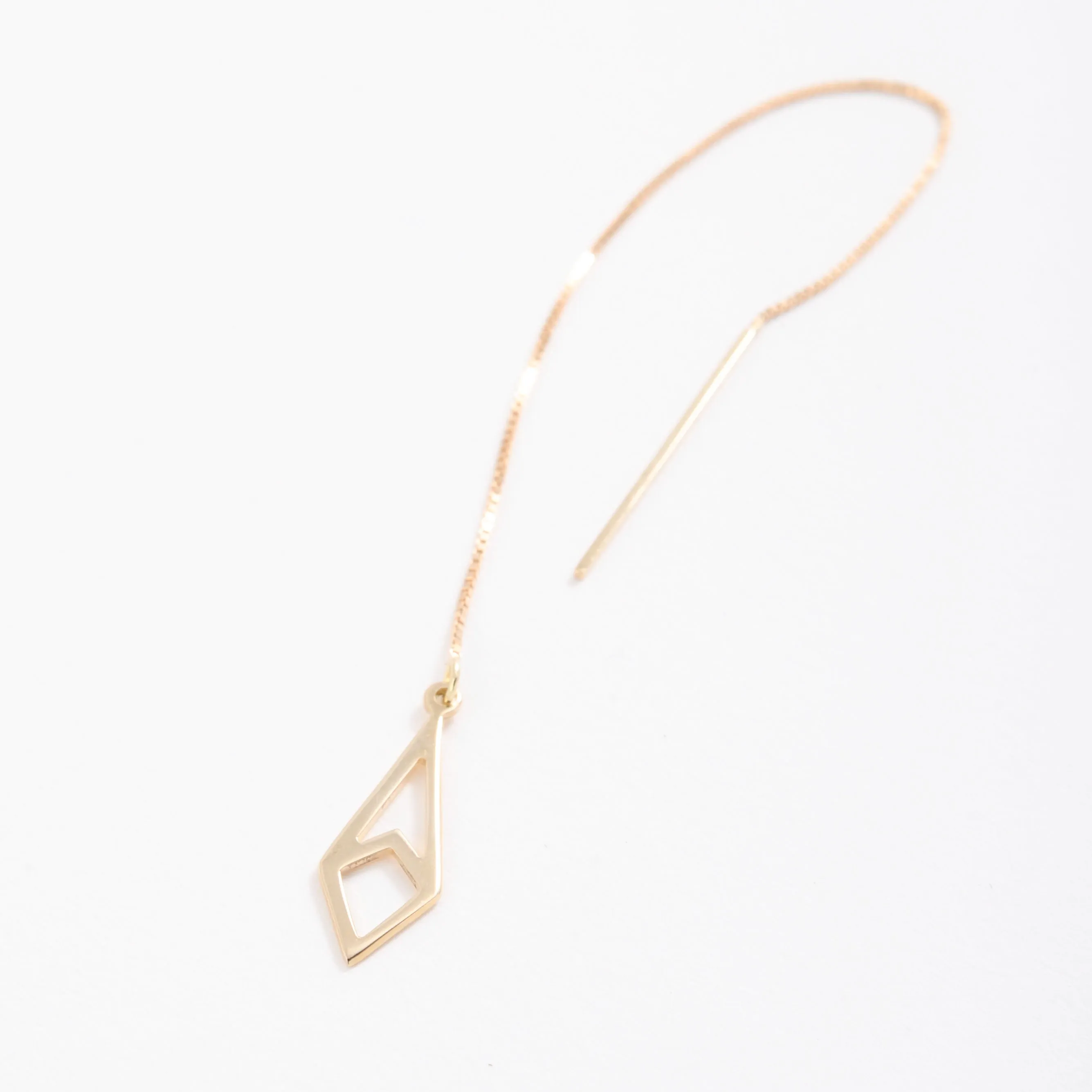 14K Gold Kite Shaped Threader Earrings