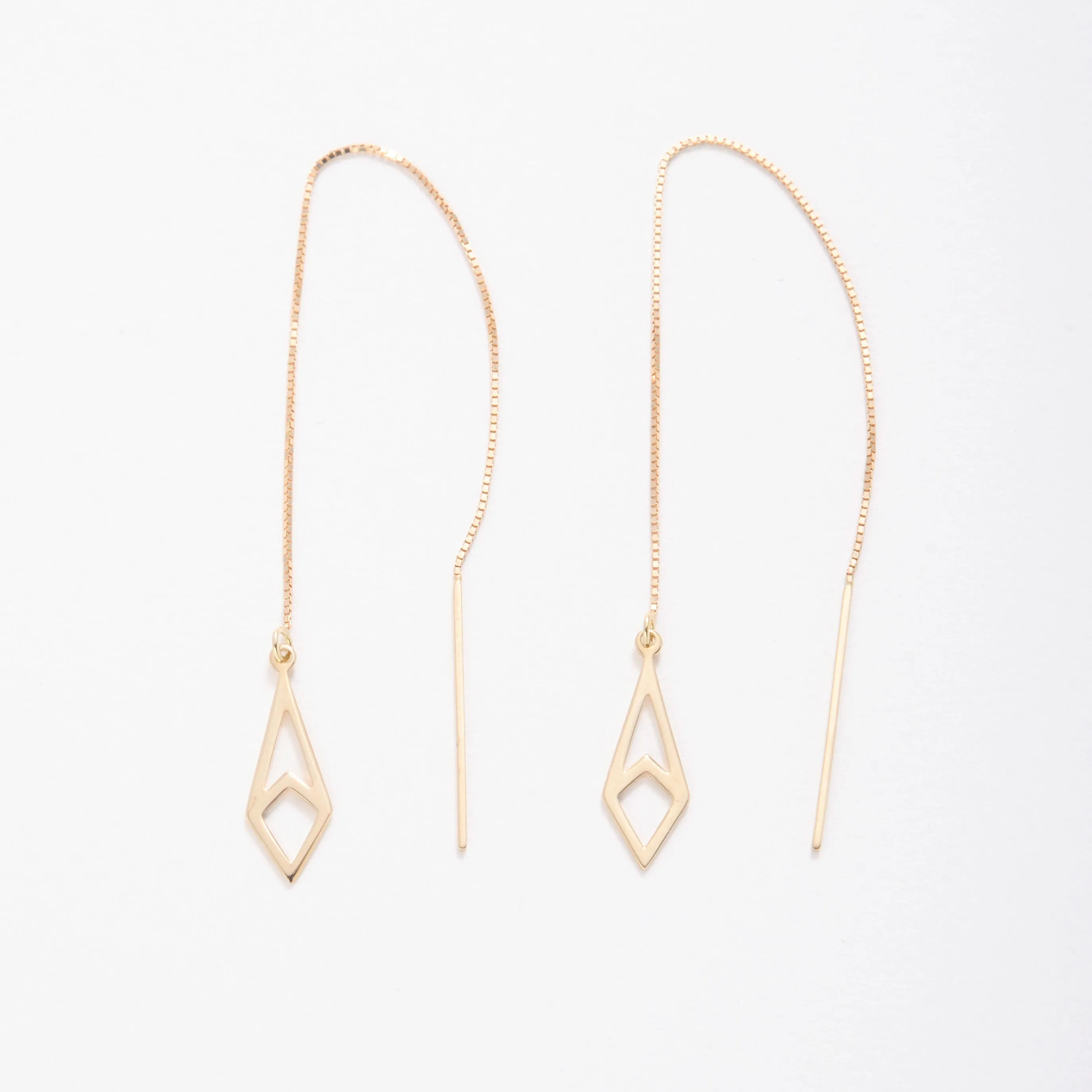 14K Gold Kite Shaped Threader Earrings
