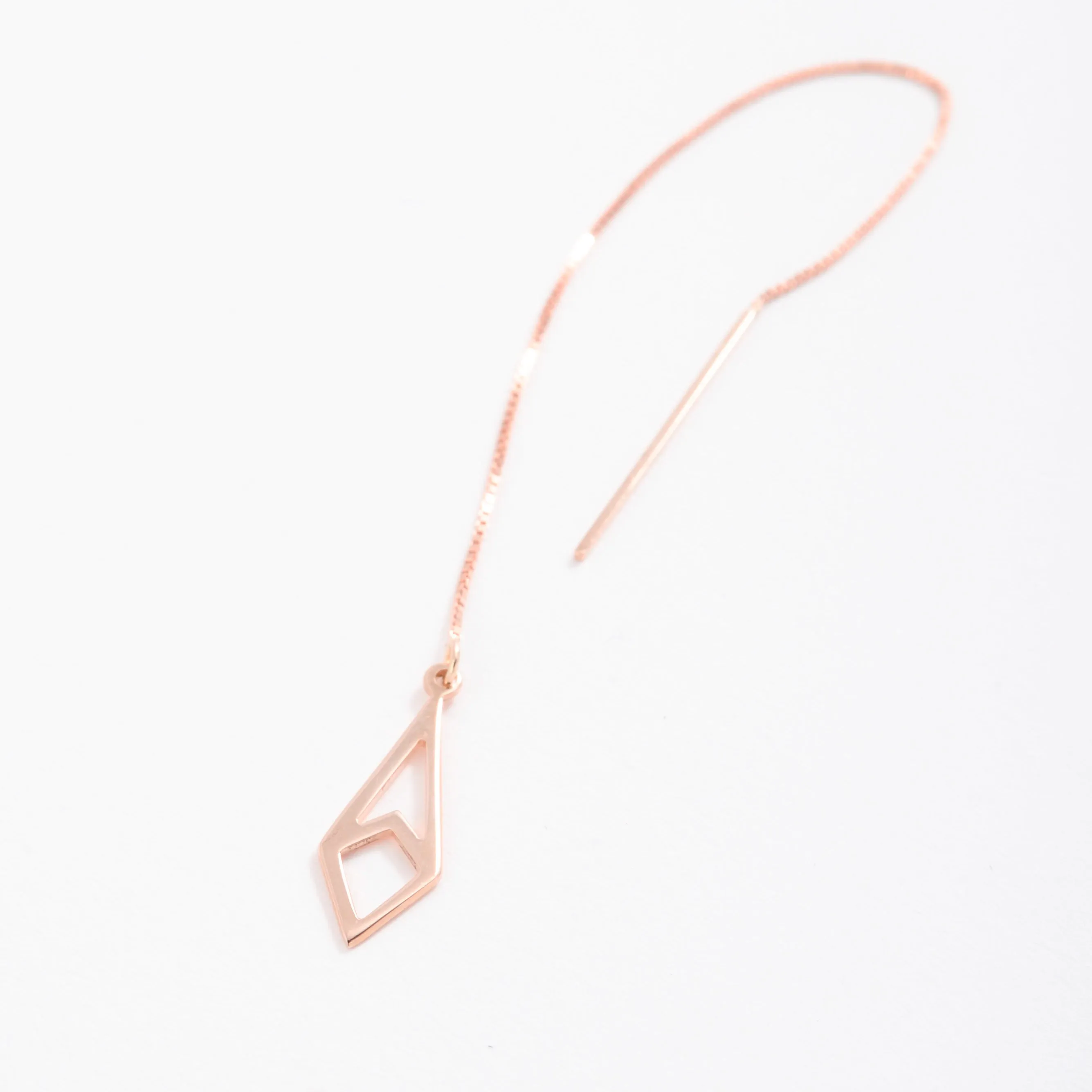 14K Gold Kite Shaped Threader Earrings