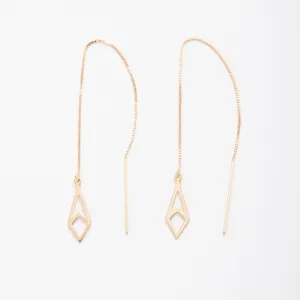 14K Gold Kite Shaped Threader Earrings