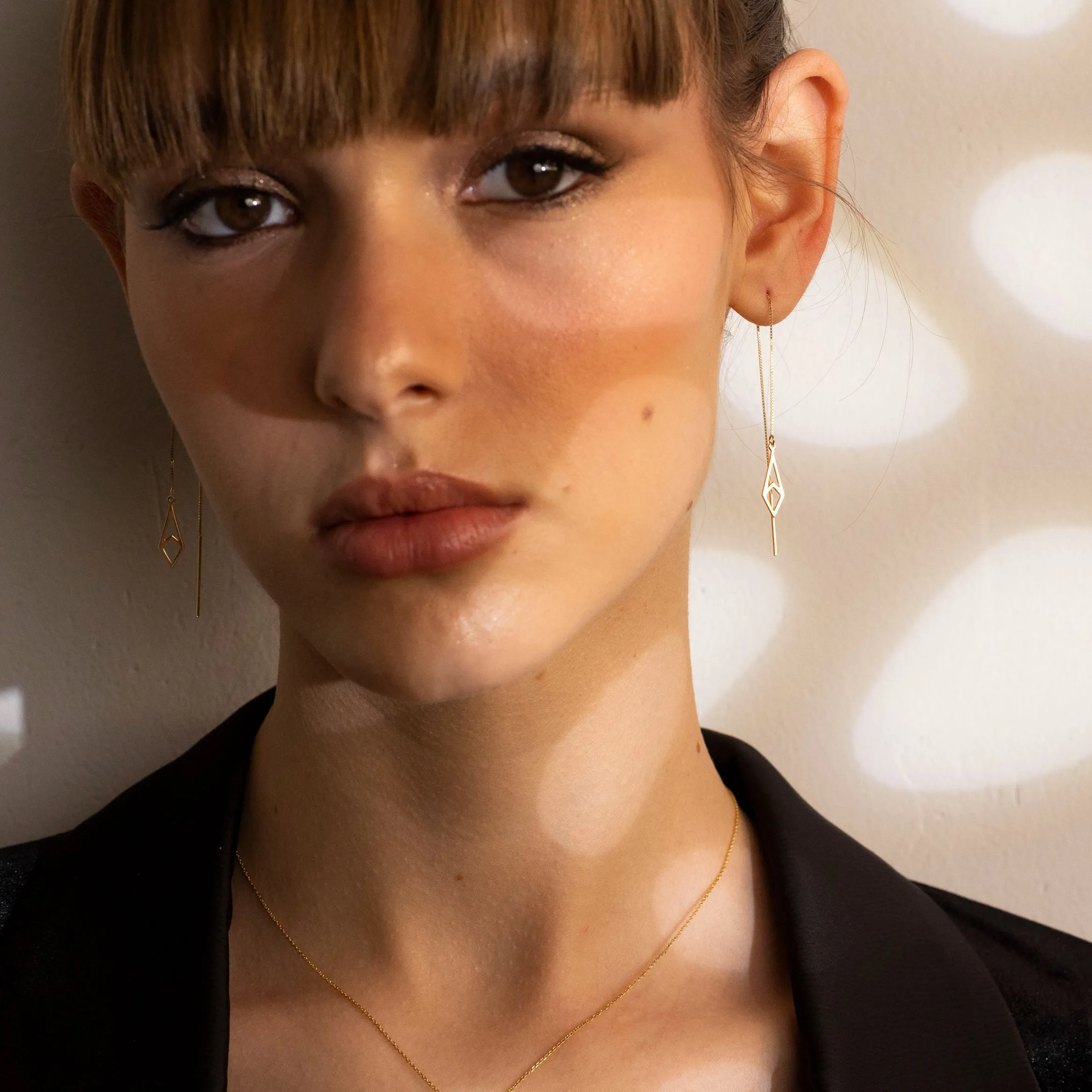 14K Gold Kite Shaped Threader Earrings