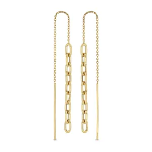14k Gold Medium Square Oval Link Chain Drop Threaders